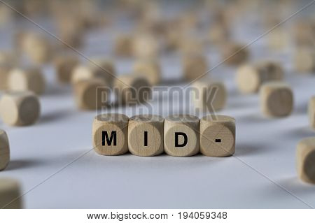 Mid- - Cube With Letters, Sign With Wooden Cubes