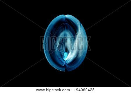 Blue glowing alien egg fractal computer generated abstract background 3D rendering