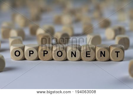 Opponent - Cube With Letters, Sign With Wooden Cubes