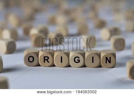 Origin - Cube With Letters, Sign With Wooden Cubes