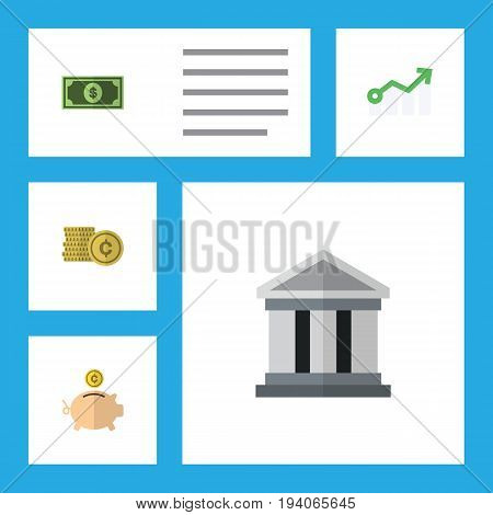 Flat Icon Incoming Set Of Money Box, Greenback, Cash And Other Vector Objects. Also Includes Diagram, Money, Dollar Elements.
