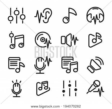 Vector sound waves set. Audio Player. Audio equalizer technology, pulse musical. Vector illustration. Icon set.