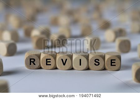 Revise - Cube With Letters, Sign With Wooden Cubes