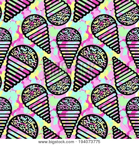 Ice Cream Geometrical  Seamless Pattern.