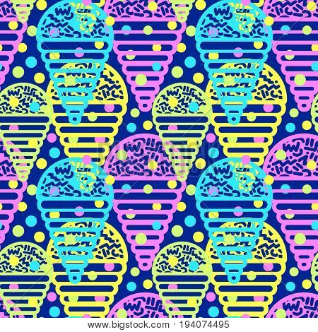 Ice Cream Geometrical  Seamless Pattern.