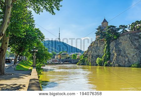 The Walk Along The Kura Bank In Tbilisi