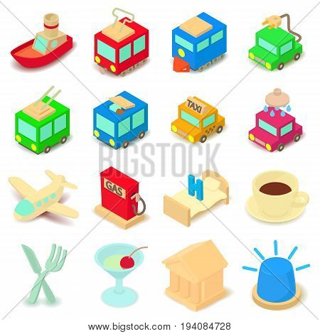 Points of interest icons set. Cartoon illustration of 16 points of interest vector icons for web