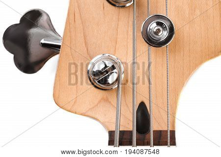 Metallic Volume Treble Guitar Bass Knobs. Electric Guitar. Red Electric Bass Guitar Close-up. Musica