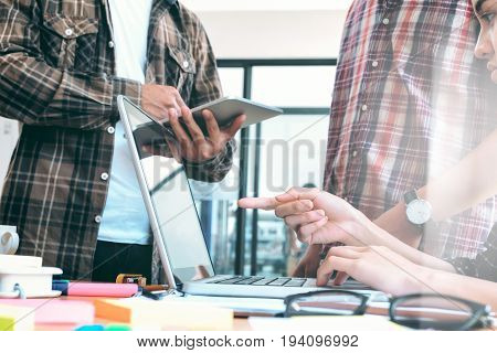 Young Startups Businessmen Teamwork Brainstroming Meeting To Discuss Plan Startup Project.