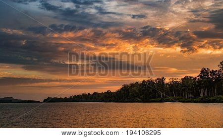 Sunset in Kwanza river basin, Angola, Africa