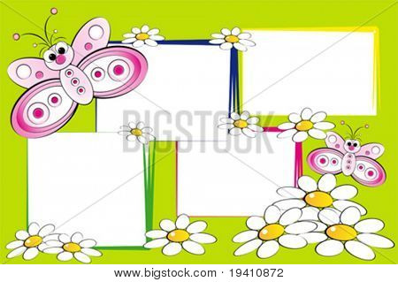 Schmetterlinge und Blumen - Card für Kinder - Scrapbook und Etiketten nützlich