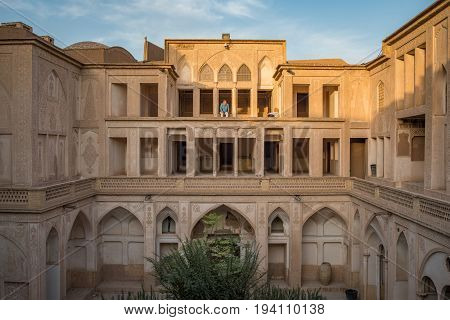 KASHAN IRAN - OCTOBER 20 2016 : The Abbasian (Abbasi) House is a large traditional historical house was built in the late 18th century by a wealthy merchant in Kashan Isfahan Province Iran.