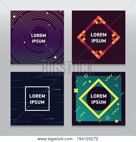 Set of trendy colorful backgrounds with geometric shapes and lines. Use for your cover flyers banners poster cardannual report web and identity design. Vector eps 10.