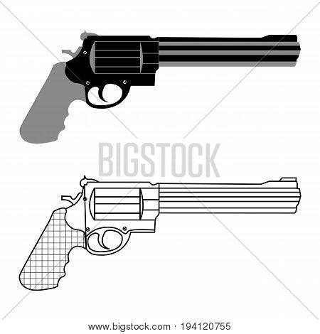 revolver weapon handgun pistol gun firearm shot vector illustration