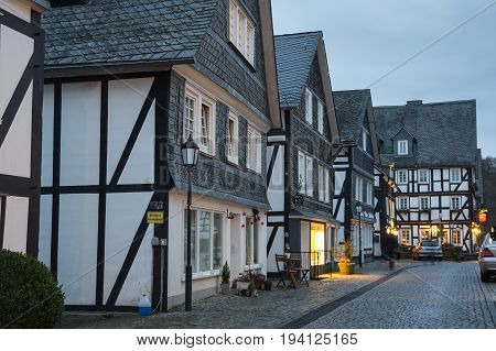 FREUDENBERG GERMANY - FEBRUARY 21 2016: Half-timbered houses of Freudenberg a town in North Rhine-Westphalia Germany
