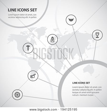 Set Of 6 Editable Cooking Icons. Includes Symbols Such As Rooty, Wine Opener, Salt And More. Can Be Used For Web, Mobile, UI And Infographic Design.