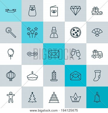New Icons Set. Collection Of Snow Person, Sparkles, Placard And Other Elements. Also Includes Symbols Such As Princess, Hand, Crown.