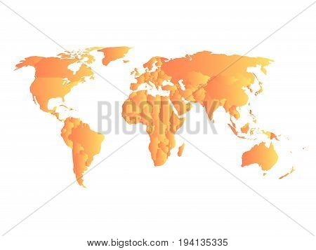 Green political map of World. Each state with own horizontal gradient. Vector illustration.