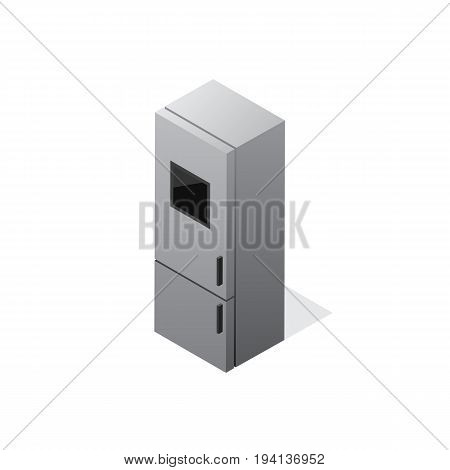 Isometric gradient fridge vector icon. Kitchen electronics