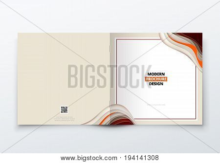 Square brochure design Rectangle Paper carve abstract cover for brochure flyer magazine or catalog design Cover in biege brown orange color