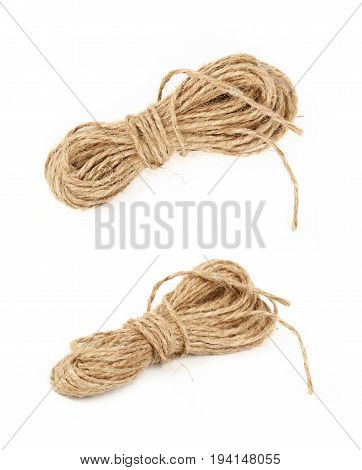 Burlap Jute Twine Coil Skeins Isolated On White