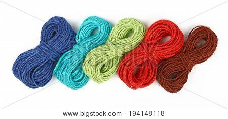 Range Of Jute Twine Coil Skeins Isolated On White