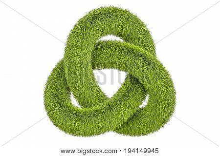 Grassy Trefoil Knot 3D rendering isolated on white background