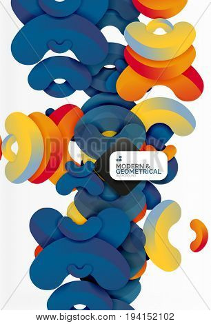 Abstract color geometric round shapes on white - elements with shadow, colorful composition