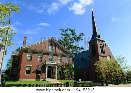 St. Paul's Episcopal Church was built in 1839 in downtown Concord next to the State Capitol, State of New Hampshire, USA.