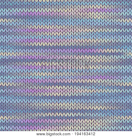 Fabric texture. Melange Seamless Knitted Pattern. Blue Yellow Pink Color Vector Illustration.