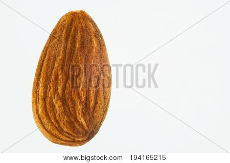 Almond seed (Prunus dulcis) isolated on white background