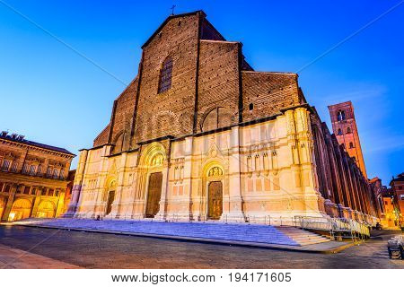 Bologna Italy - The Basilica of San Petronio is the main church of Bologna Emilia Romagna northern Italy.