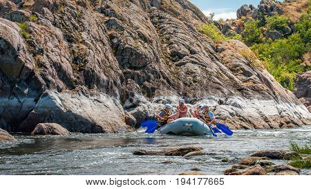 Village Mihia Mykolayiv region Ukraine - July 2 2017: Rafting and kayaking. A popular place for extreme family and corporate recreation as well as training for athletes.