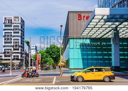 TAIPEI TAIWAN - MAY 31: This is a view of the breeze department store shopping center a popular shopping mall in the Xinyi financial district on May 31 2017 in Taipei