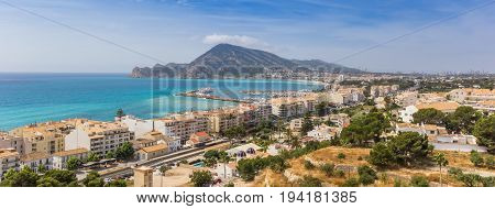 Panorama of the Costa Blanca from the overlook point in Altea Spain