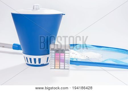Swimming pool service and equipment with cleaning products