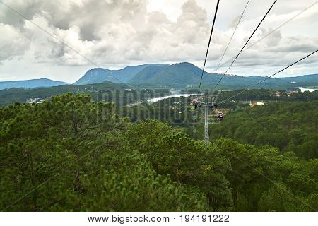 Dalat Cable Car at Robin Hill, Truc Lam. Dalat, Vietnam