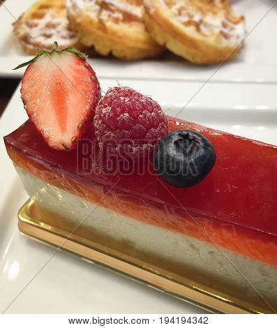 Mousse Cake With Raspberry And Strawberry