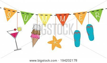 Summer Fun Banner Ice Cream Cocktail Sandals