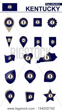 Kentucky Flag Collection. Big Set For Design.