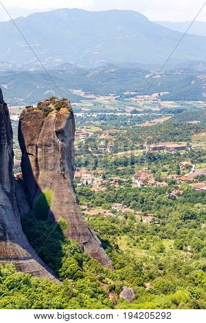 Green trees and rock mountains at daylight in Greece, Corfu