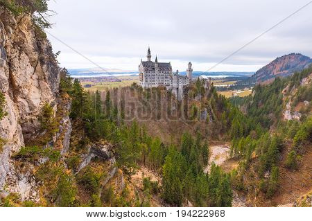 Neuschwanstein Castle in Germany located in Fussen, Bavaria