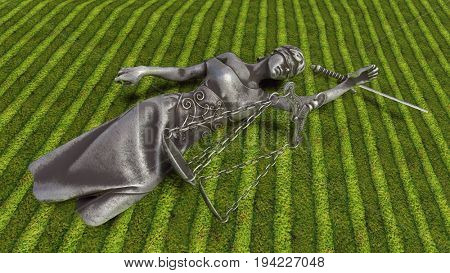 Broken lady of justice 3d rendering