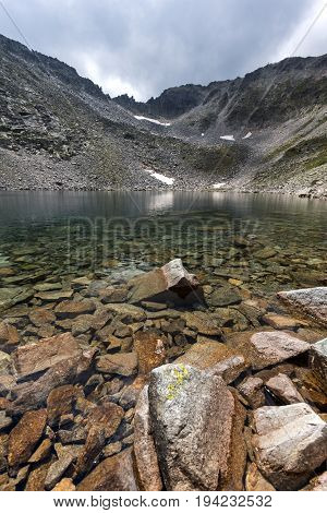 Landscape with Rila Mountain, Ledenoto (Ice) lake and Musala Peak, Bulgaria