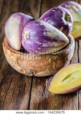 South American Fruit Sweet Cucumber. Pepino Dulce Or Pepino Melon