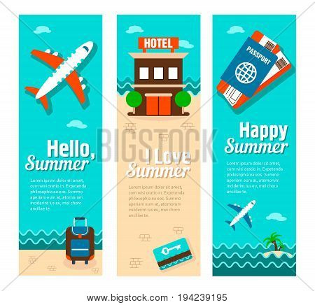 Travel and vacation vector banners. Summertime. Holiday