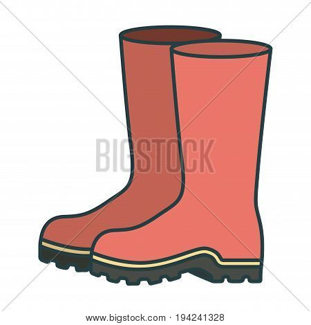 colorful silhouette of fishing plastic boots accesory with thick contour vector illustration