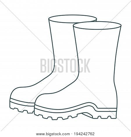 monochrome contour of fishing plastic boots accesory vector illustration