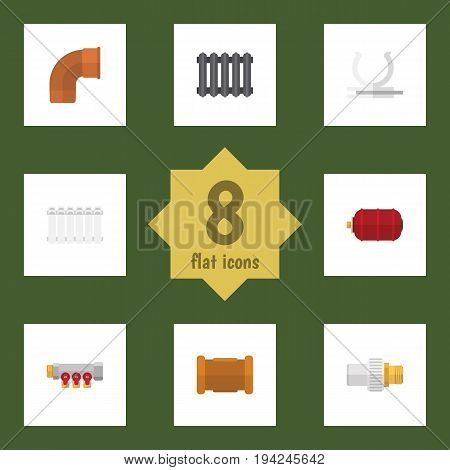 Flat Icon Industry Set Of Container, Pipework, Conduit And Other Vector Objects. Also Includes Pipe, Holder, Container Elements.