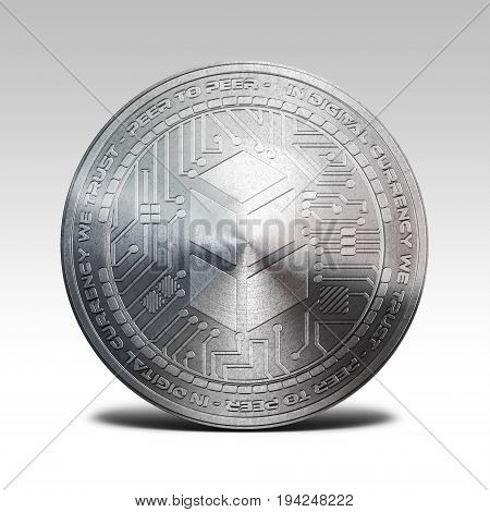 silver bancor coin isolated on white background 3d rendering illustration